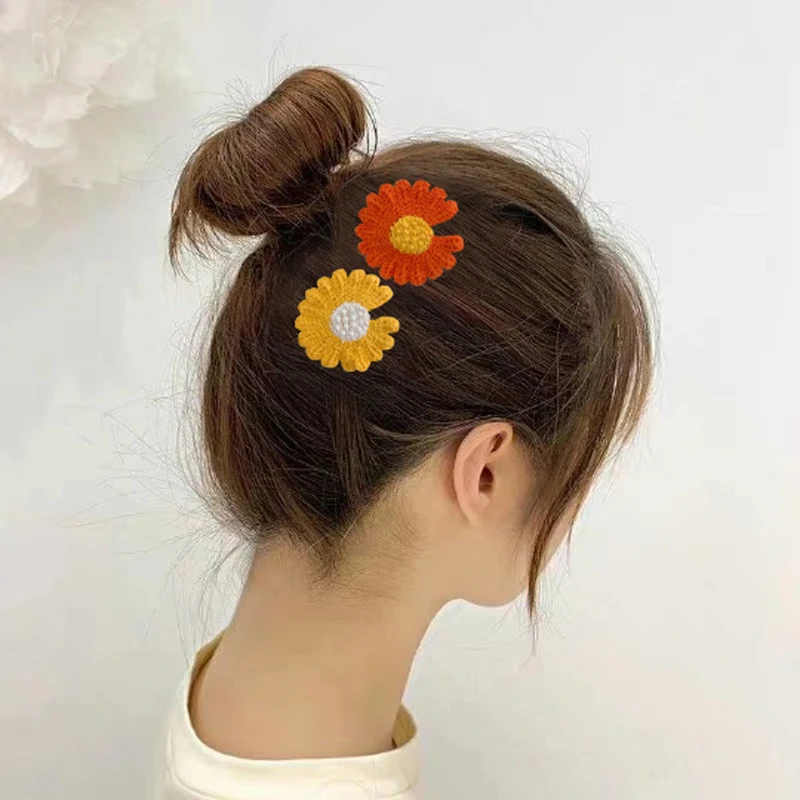 Заколки для волос с цветами аксессуары девочек милые детские зимние вязаные