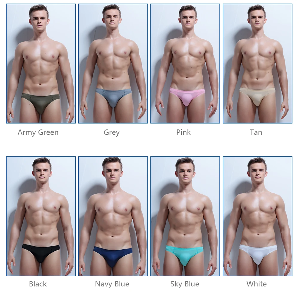 Бесшовное Мужское нижнее белье модные сексуальные шелковые трусы летние тонкие