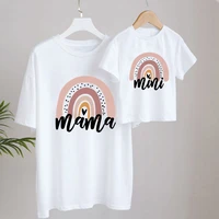 cute rainbow mama and mini family matching tshirts summer short sleeve family look t shirts mother and daughter fashion clothes