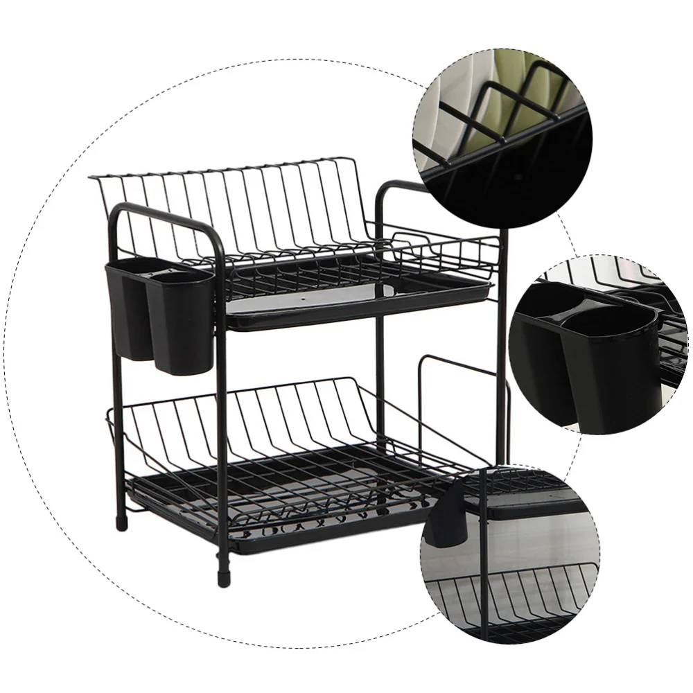 

Double-layer Dish Drainer Kitchen Cutlery Drain Rack Utensils Storage Organizer
