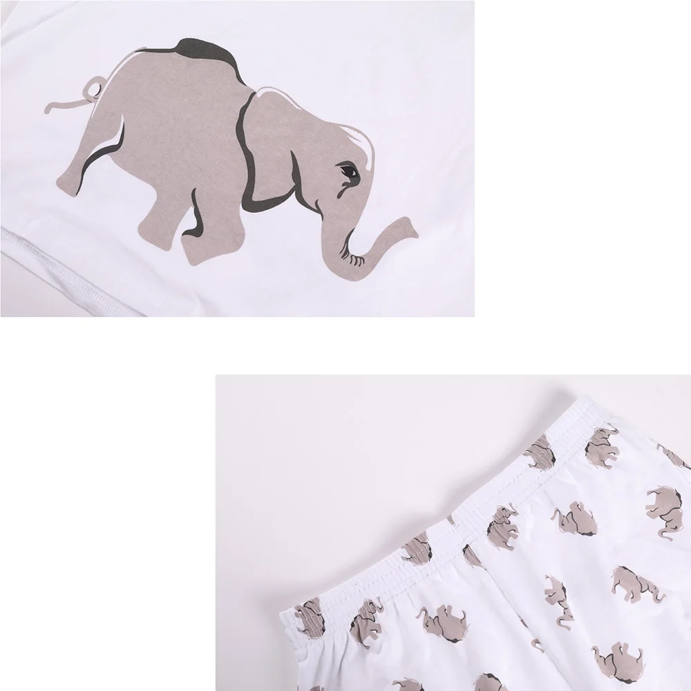 

Elephant Pajamas Set Women Summer Cute Cotton Tops Shorts Home Sleepwear Nightwear Pijama Pyjamas Pajama Teen Girls Plus Size