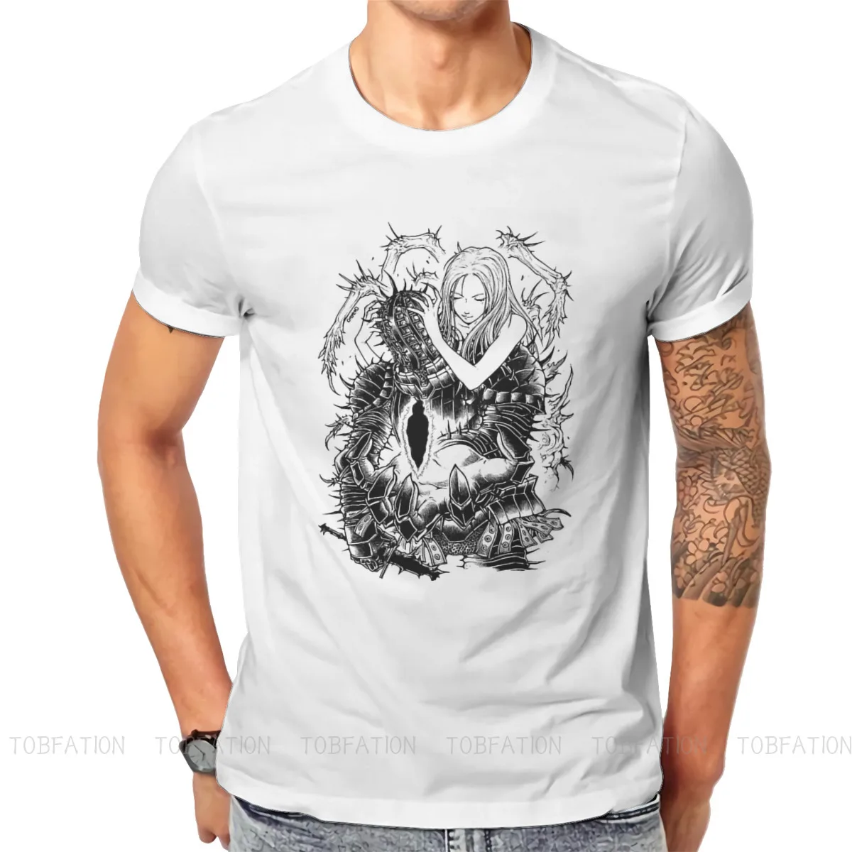 

Kirk of Thorns Round Collar TShirt Dark Souls Lord Manus Darkstalker Kaathe Game Fabric Basic T Shirt Man's Tops New Design