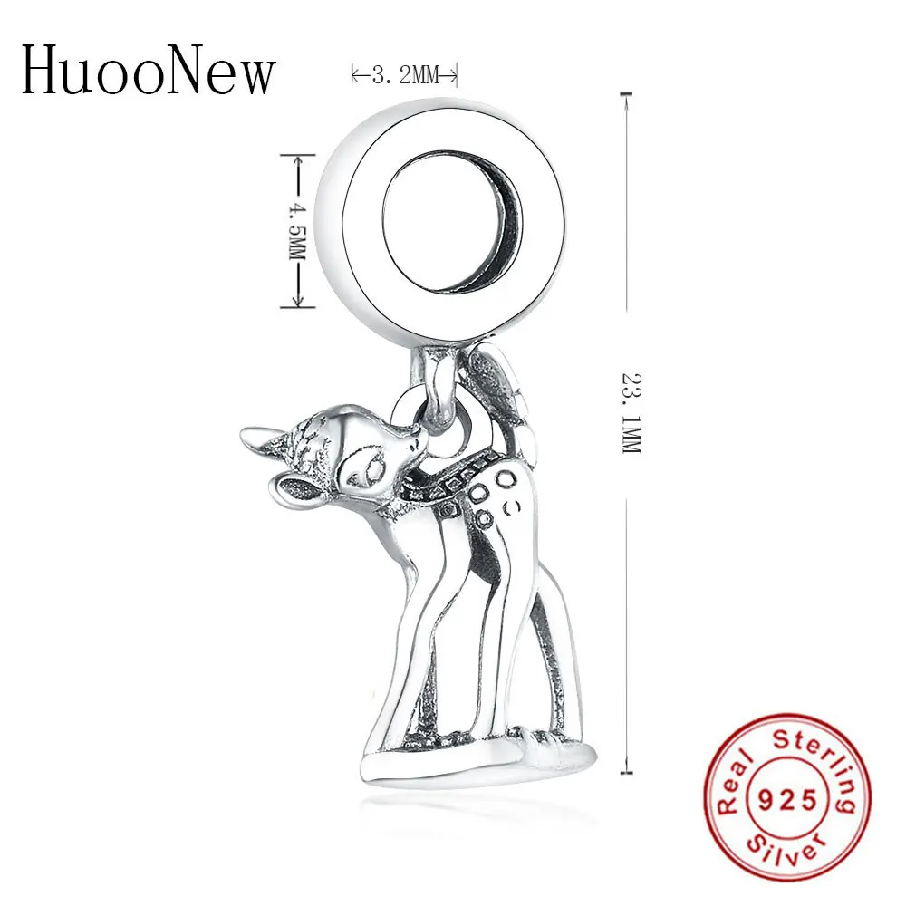 Сфотографированный олень Sika бисера Подходит оригинальный Амулеты Браслет 925