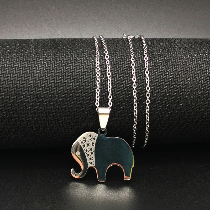 

Women's Necklace Mujer Fashion Stainless Steel Animal Elephant Pendant Men's and Women's Party Jewelry Accessories 2021 New Gift