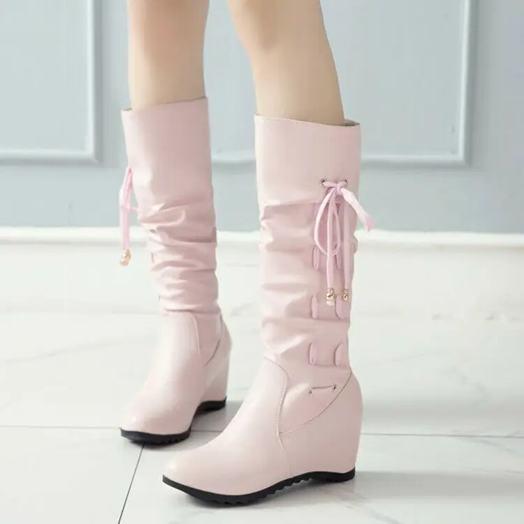 

Новые женские сапоги на скрытой танкетке, сапоги до середины икры, повседневная обувь