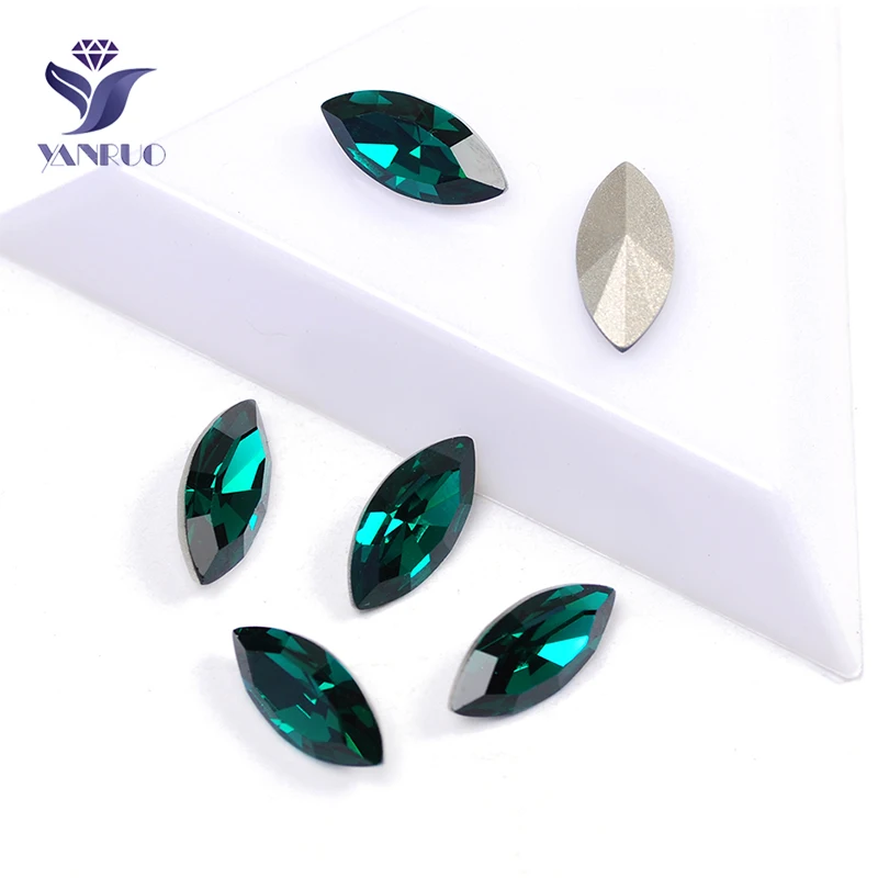YANRUO 4200 Navette Изумрудный Необычные камни с серебряными золотыми когтями стразы