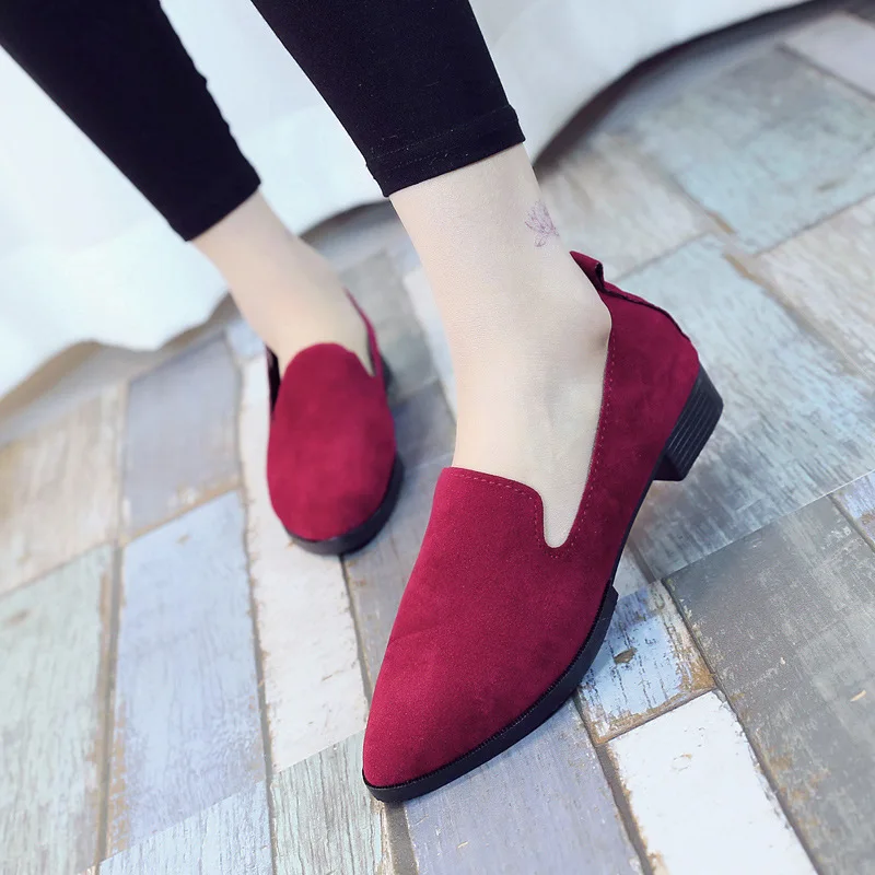 

2021 Spring new solid color pointed toe all-match fashionable low-heeled thick-heeled work shoe cover foot women's single shoes