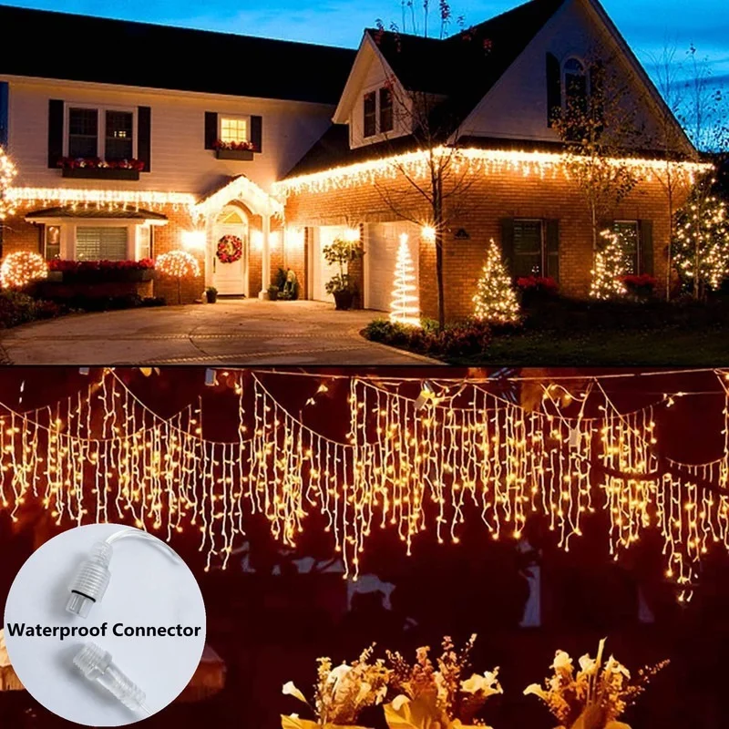 street winter garland house christmas decorations christmas lights festoon icicle garland curtain light droop 0 50 60 7m free global shipping