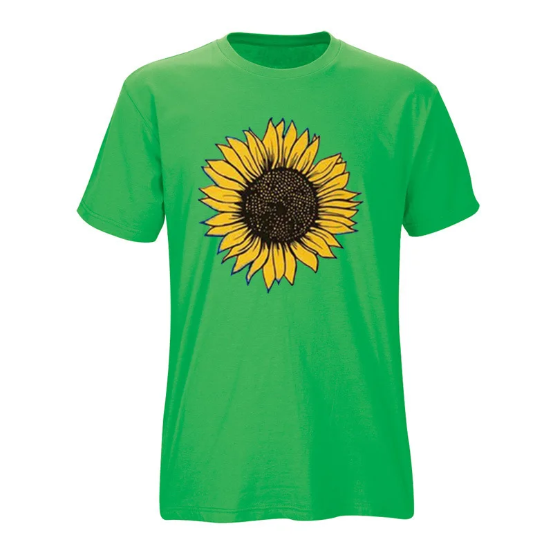 Женская новая летняя футболка с коротким рукавом и принтом подсолнуха модная