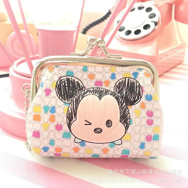 Disney Минни держатель для карт из искусственной кожи портмоне кулон для маленьких мальчиков и девочек Монета Сумка стежка ключ сумка кошелек