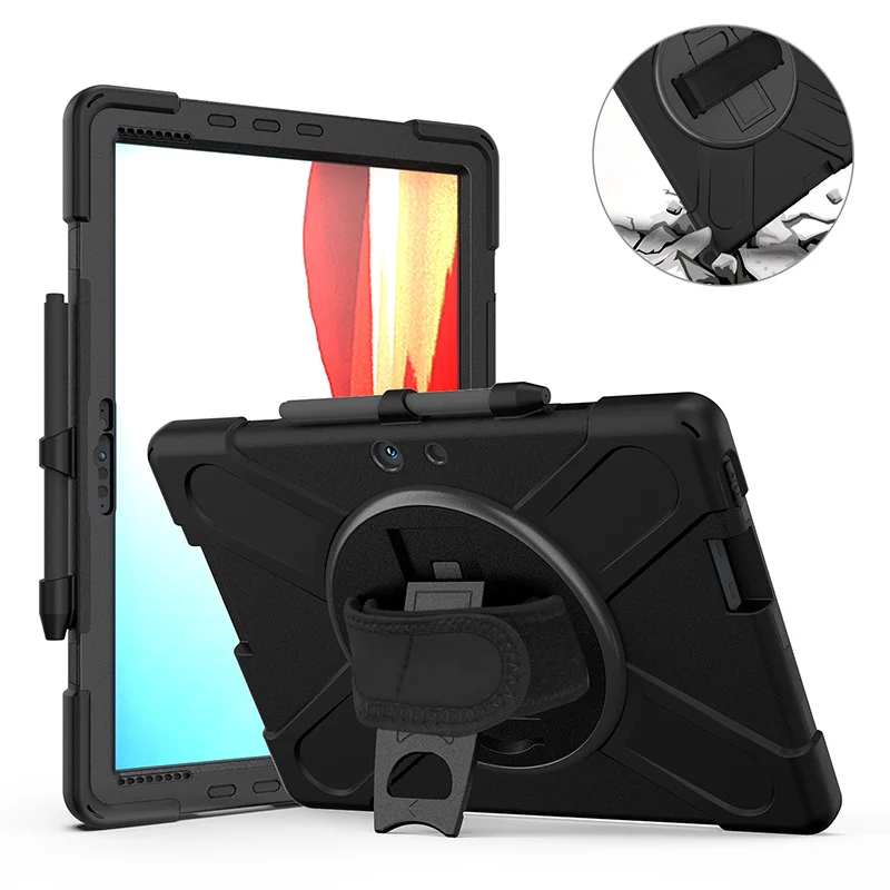 Tablet Protective Cover for Surface Pro X Case 13 inch Silicone Shockproof Hard Case with Swivel Hand Strap and Pencil Holder