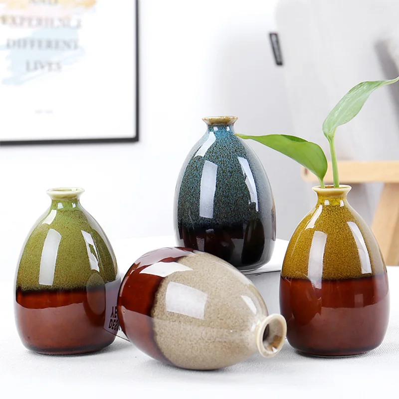 

Home Garden Decoration Ins Modern Minimalist Glass Ceramics Dried Flower Vase Desktop Fashion Green Planting Pot Artware