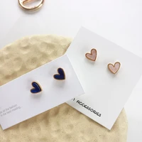 925%c2%a0silver%c2%a0needle korean temperament sweet love earrings lovely blue pink resin stud earrings for girl women jewelry