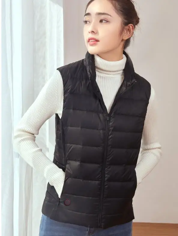 Female black XL xiaomi Графен умный терморегулирующий жилет 4 скорости контроль 90 белый гусиный пух мужской и женский жилет - Цвет: Female black XL