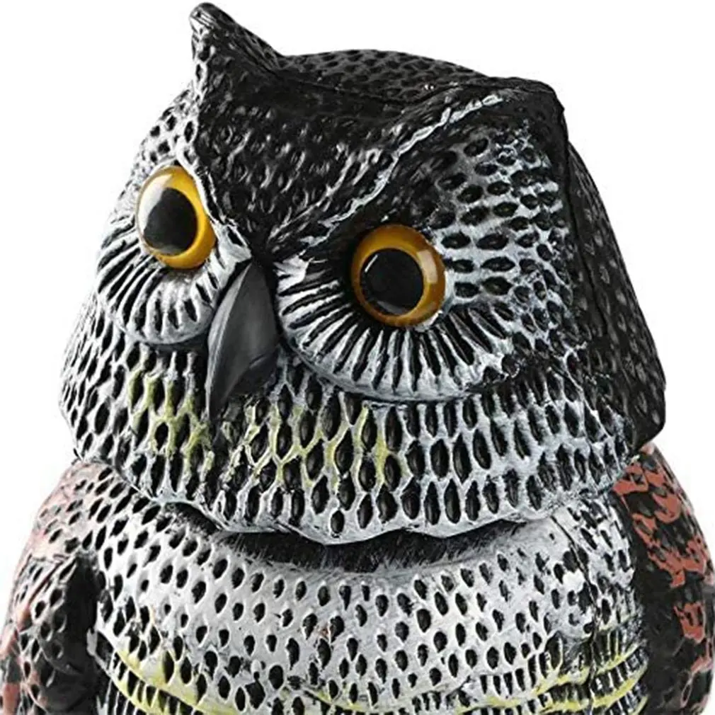 

Hot High Quality Realistic Rotating Head Owl Bird Repellent Bird Pest Control Scarecrow Garden Courtyard Decoration Voice Type