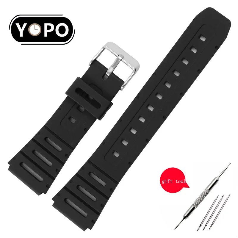 

Waterproof Black Rubber Watchband Special Interface Bracelet Replacement Belt For CA-53W WL-100 W-741 W-720-1 Series Men's Strap