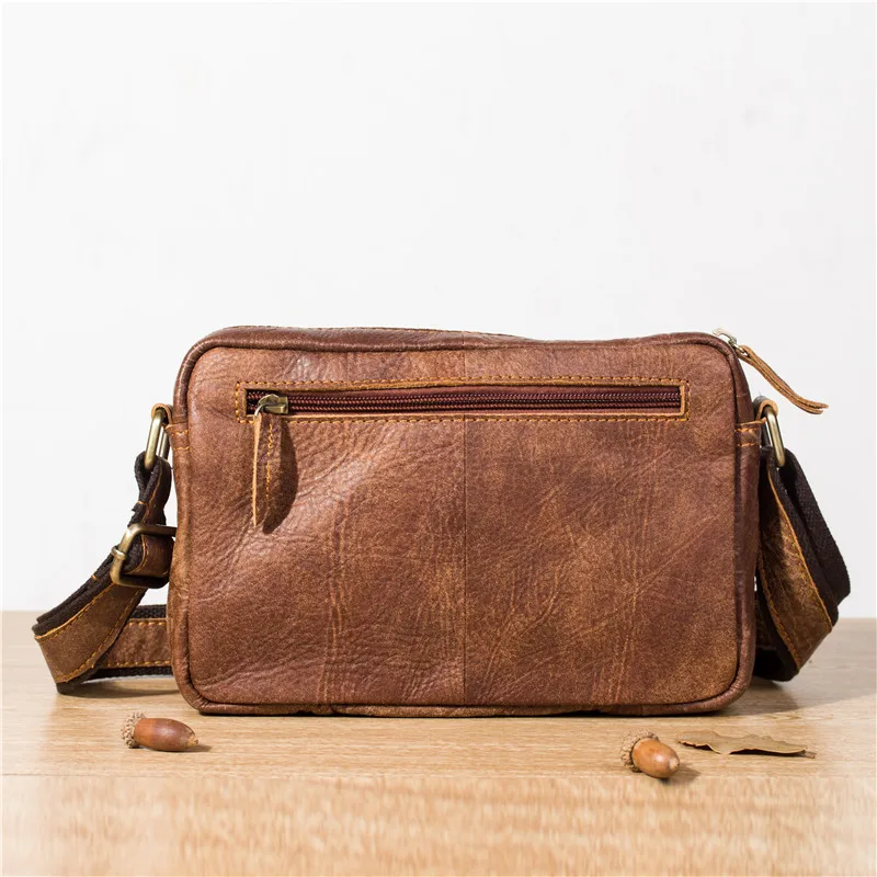 Винтажная Мужская сумка из натуральной кожи сумки через плечо карманы для мужчин