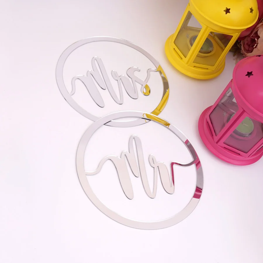 1 комплект акриловая зеркальная круглая рамка Mr Mrs свадебные стулья для вечеринки