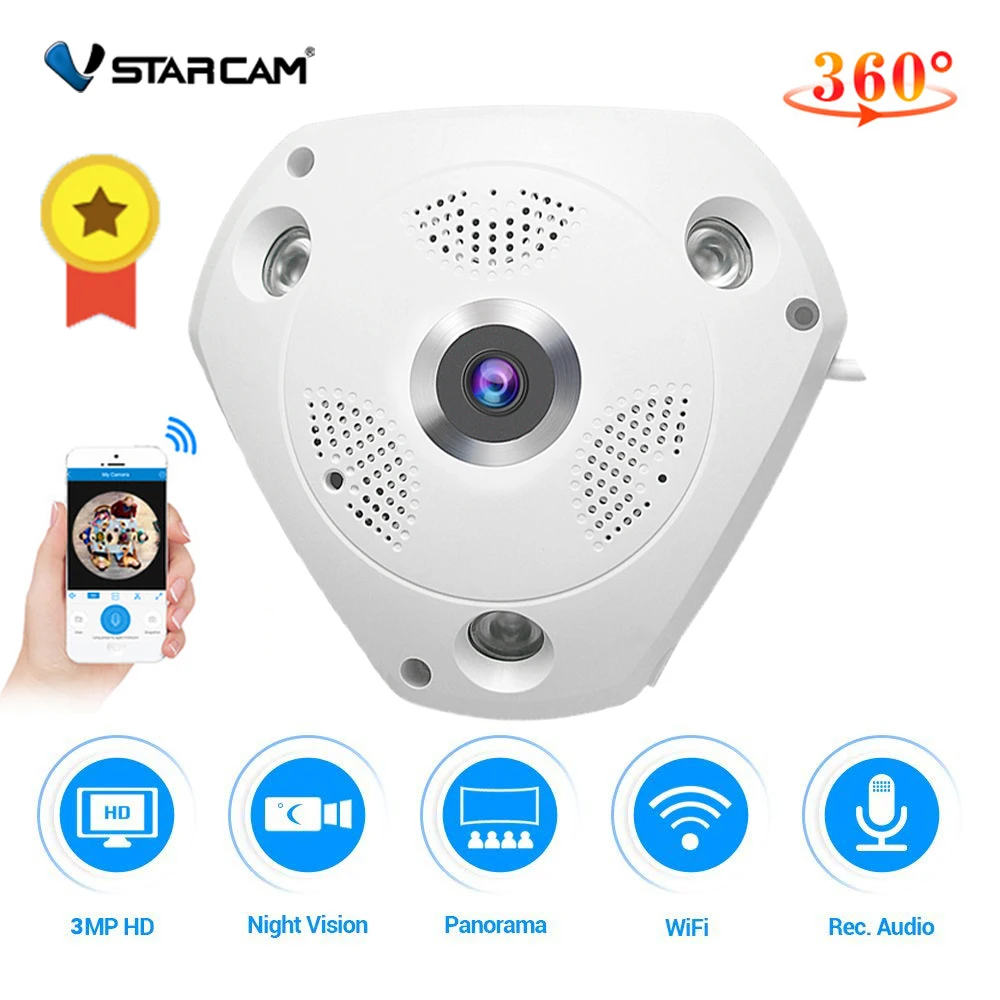 Vstarcam C61S 360 камера IP 3MP рыбий глаз панорамная 1080P wifi CCTV 3D VR видео IP Cam Micro SD карта аудио удаленный домашний мониторинг