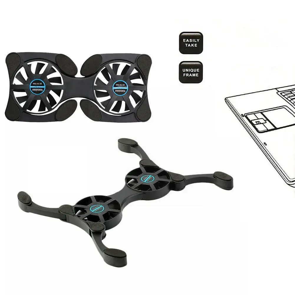 

Mini Octopus Notebook Cooler Pad Quiet Stand Double Fan Foldable Usb Laptop Cooler Cooling Cpu Inch For 7-15 Fans Notebook C7k8