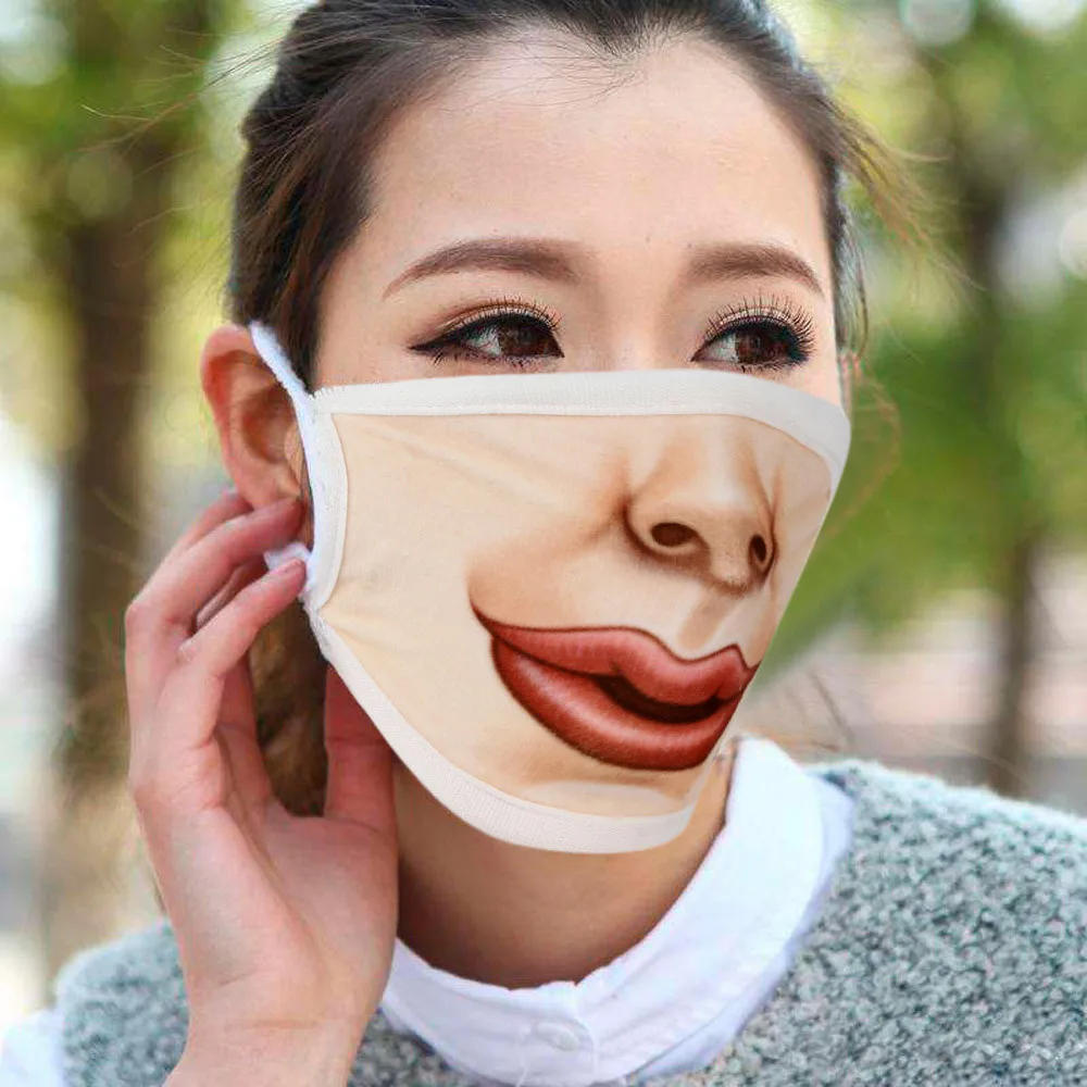 Face Mouth Muffle Mask Creative Unisex Woman Fun Anime Funny Expression Emotional Anti-Dust Warm Face Mask K919