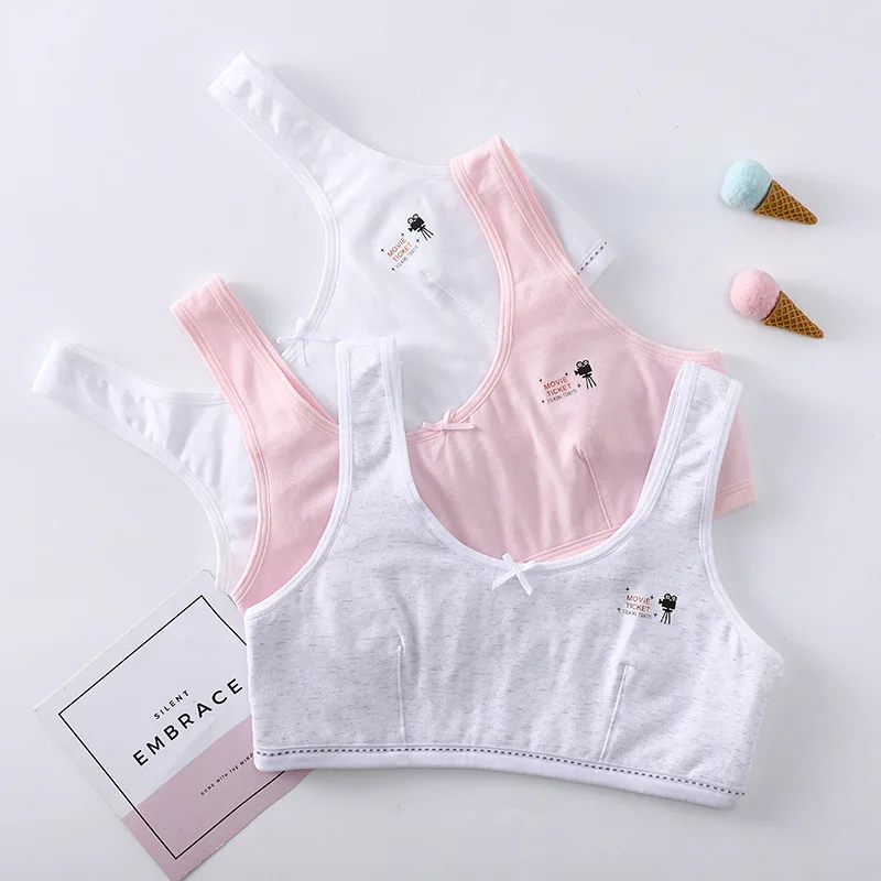 

3piece new arrived Wrap bust 95%cotton candy Vest young Girls students teenagers Underwear children 8-18year