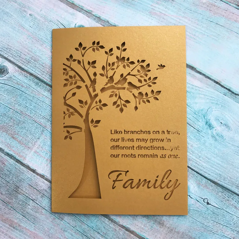 30 шт./лот свадебные пригласительные открытки дерево узоры счастливые Семейные