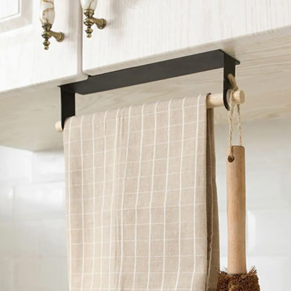 Bathroom Wood Towel Hanger Rack Bar Kitchen Cabinet Cling Film Rag Hanging Holder Organizer Toilet Roll Paper Shelf | Дом и сад