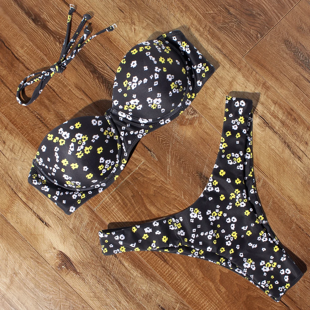 Сексуальное бикини с леопардовым принтом 2021 комплект пуш ап стринги высоким