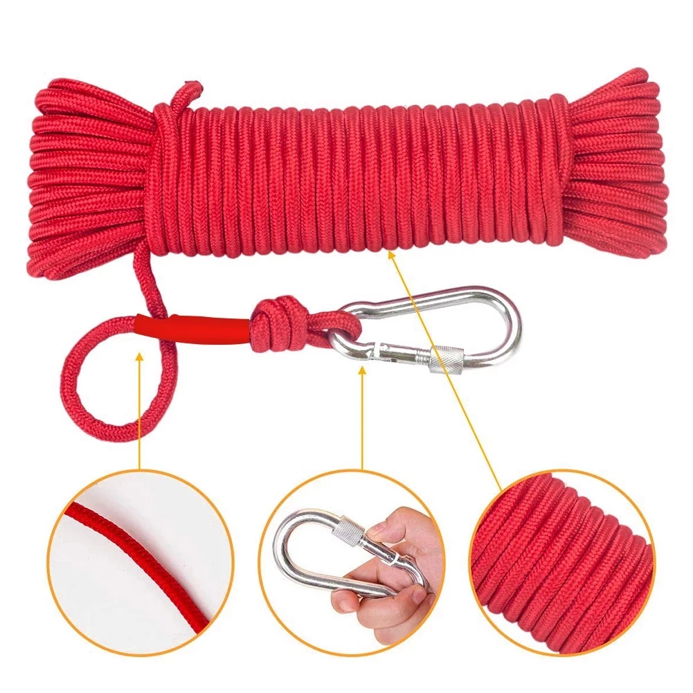 

3 Colors Outdoor Climbing Safety Rope with Hook 6MM 10/20M High-Strength Safety Rescue Rope Life-Saving Tool Survival Card