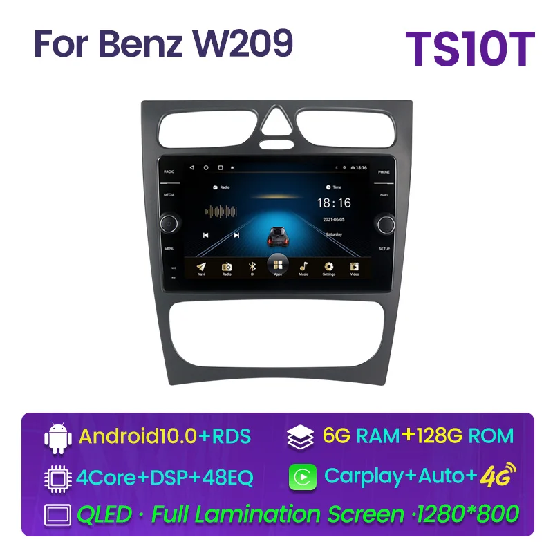 

8 ядер для Mercedes Benz C-Class W209 C200 C320 C350 CLK W203 2002-2005 Android автомобильное стерео радио Gps с BT плеером Carplay IPS