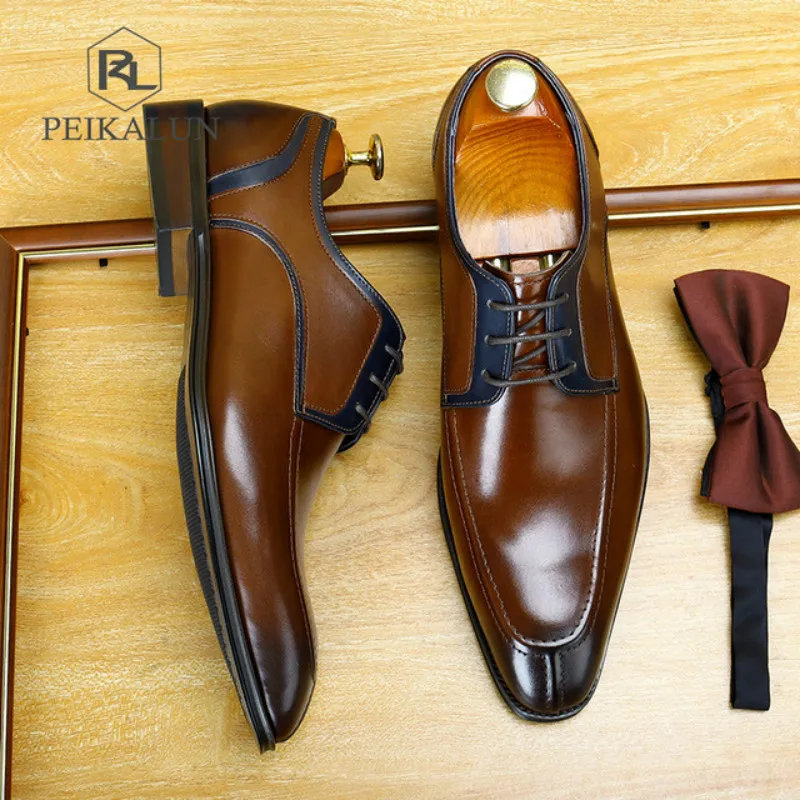 Броги мужские из натуральной коровьей кожи деловые свадебные банкетные туфли