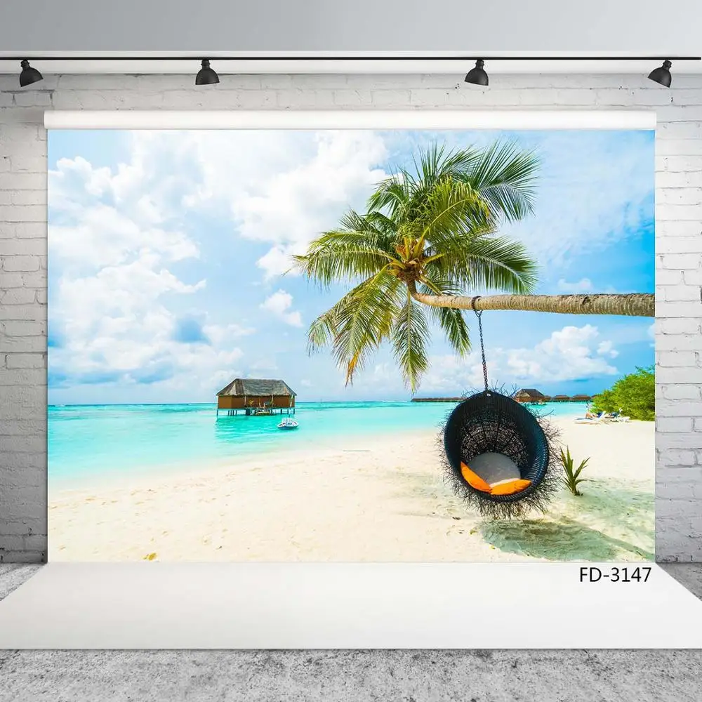 

Sand Beach Sea House Ocean Sky Tree View Photocall Background Vinyl Baby Child Photography Photo Studio Props Scenery Backdrops
