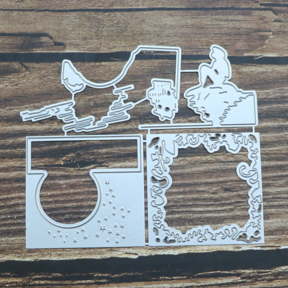 Ночной вид девушка на берегу реки металлический Трафаретный вырубной штамп