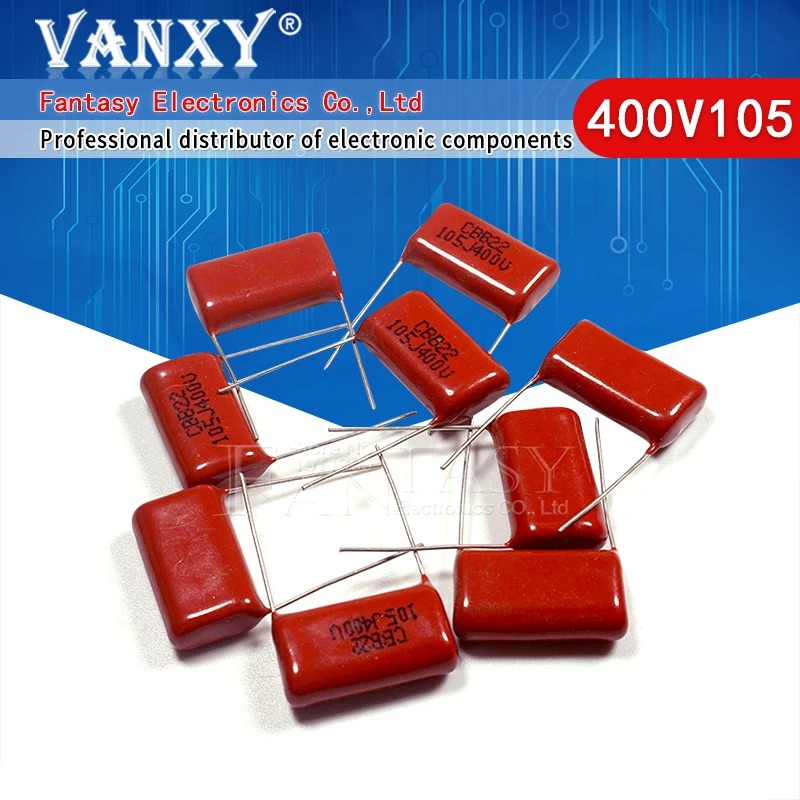 10 шт. 400V105 1 мкФ шаг 20 мм 400 в 105 1000NF CBB полипропиленовый пленочный конденсатор|film