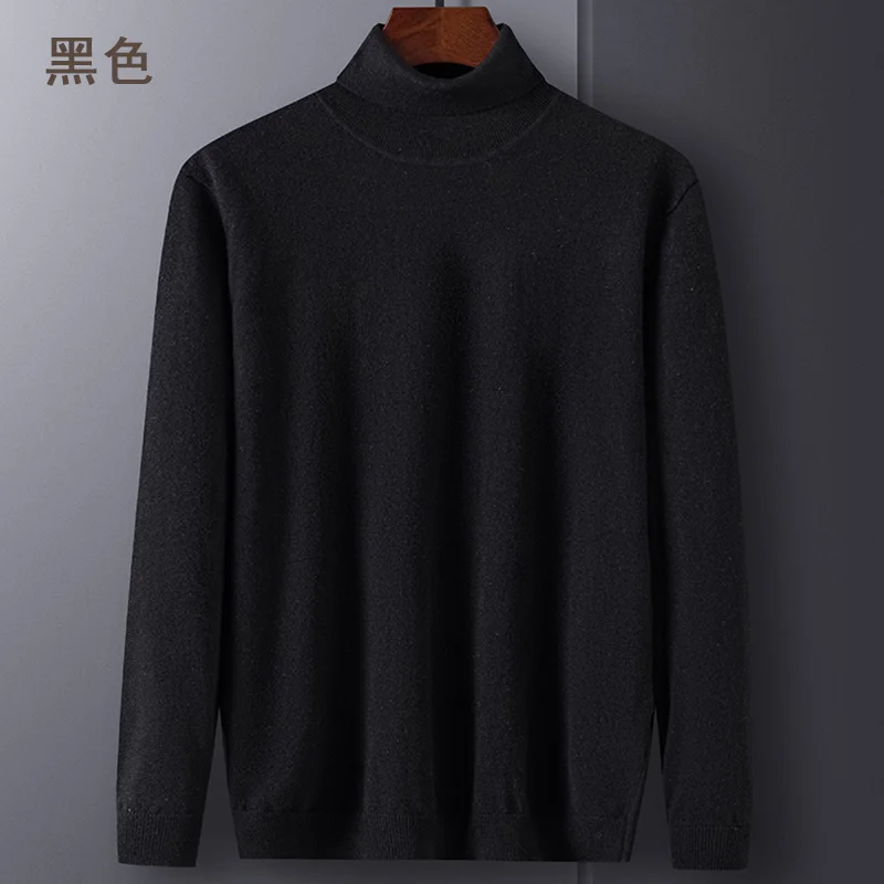 100% Pure Wool High Collar Woolen Sweater Men's Sweater Men's Thickened Bottoming Shirt Slim Sweater Winter knit sweater