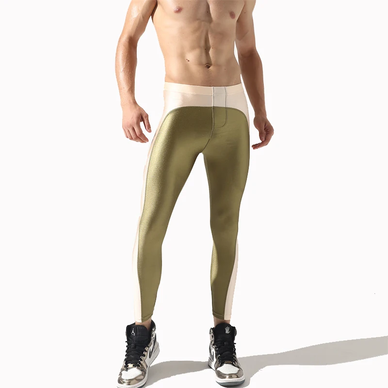 Men Running Tights Breathable Elastic Polyester Spandex Gym Fitness Training Leggings Sports Compression Pants Sportswear