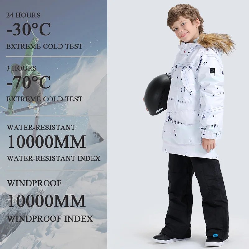 Лыжный костюм для мальчиков GSOU теплый зимний водонепроницаемый дышащий