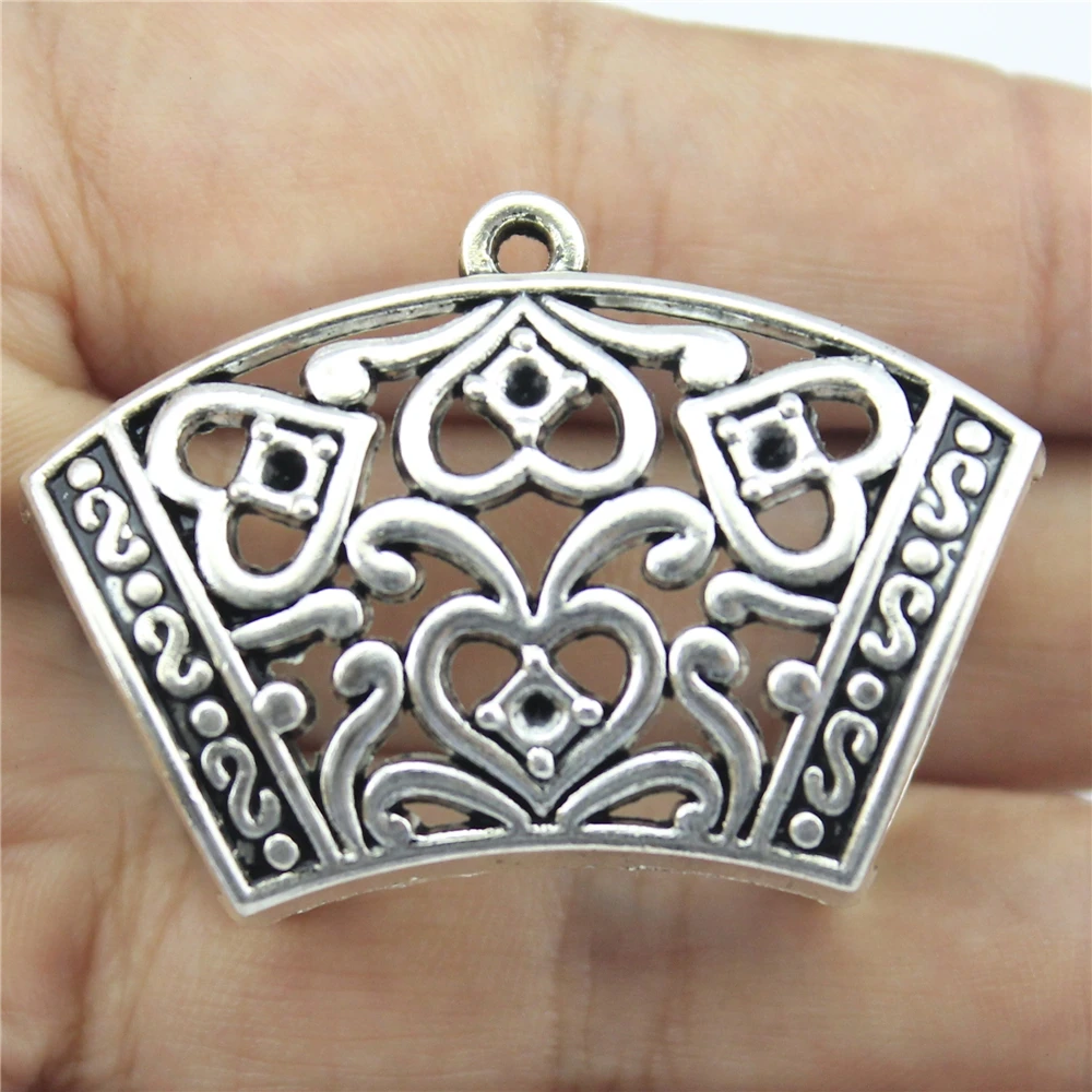 Тристана 2 шт. 43x32 мм пустотелые бусины для шарфа под старину серебристого цвета