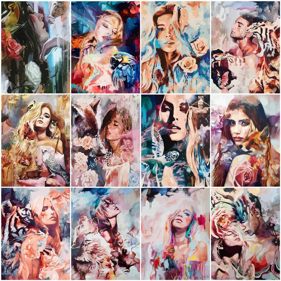 AZQSD DIY Раскраска по номерам Тигра для девочек рисунок на холсте уникальный