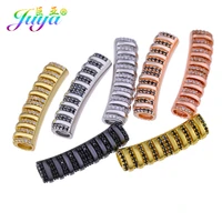 juya handmade goldrose gold plated hollow curved tube beads for fashion natural stone crystals beadwork womens jewerly making