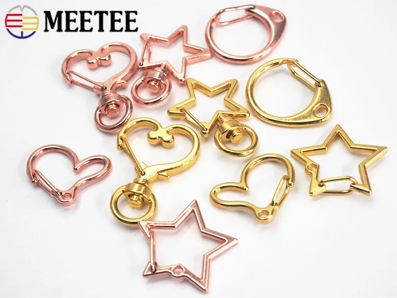 Meetee 20/50pcs Metal Key chain O D Ring Buckle Shackles Star Heart Shape DIY Bag Hardware Accessories Decoration BF020 | Дом и сад