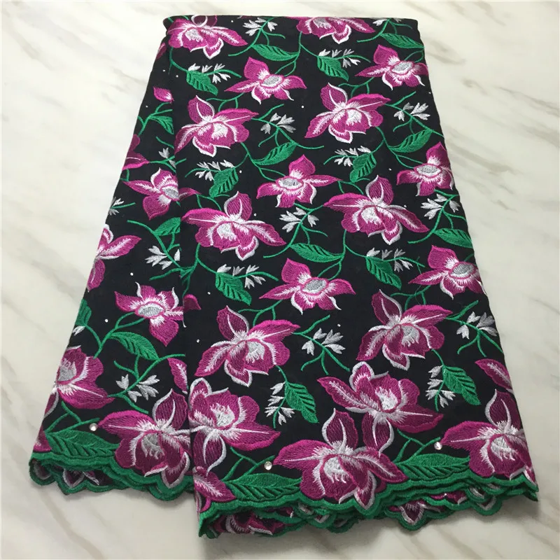 Черное кружево с вышивкой швейцарская вуаль в Швейцарии 100% хлопковое ткань