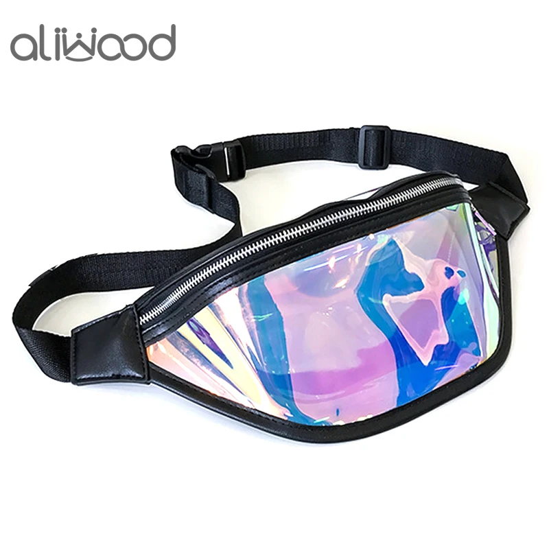 

aliwood Waterproof Clear Women's Chest bags Beach bag Belt Bum Bag Fanny Pack Holographic Laser Waist Pack for Women Running bag