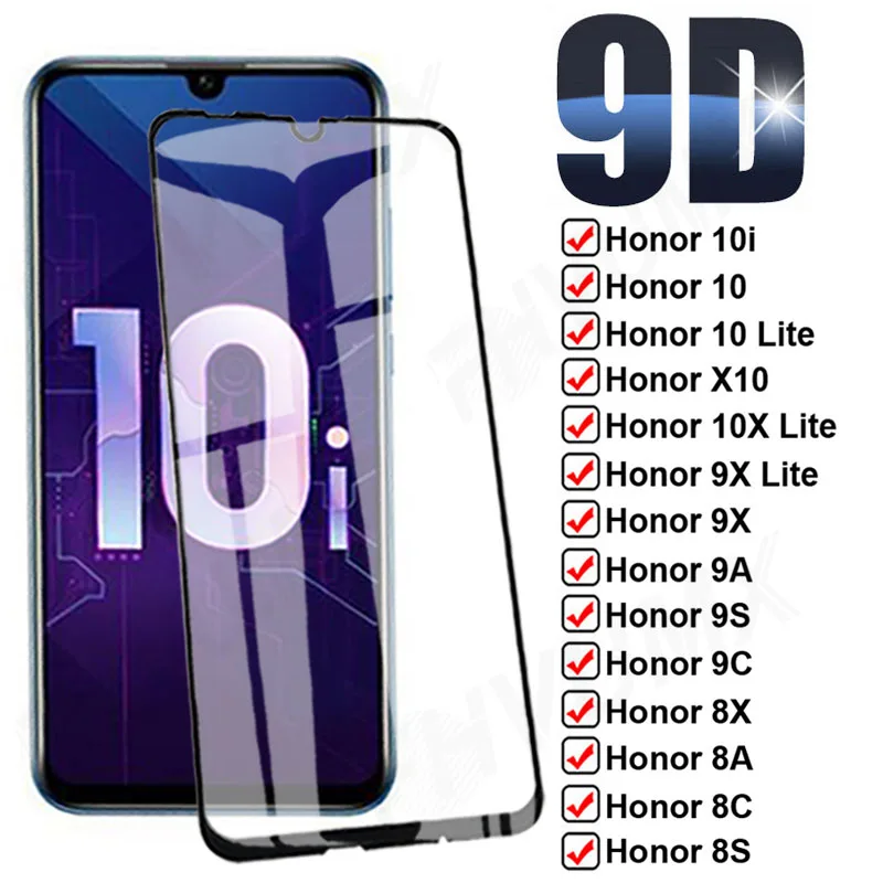 

9D Full Protection Glass For Honor 10i 10 X10 Pro 9X 10X Lite 8X Tempered Screen Protector honor 8A 8C 8S 9A 9C 9S Safety Glass