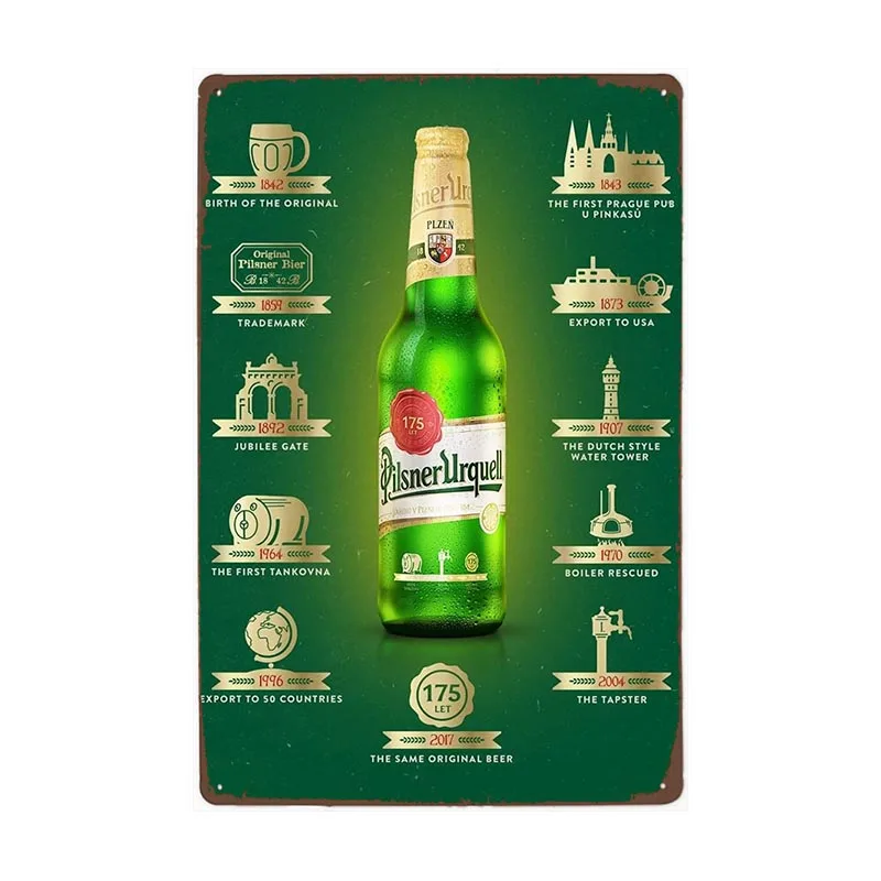 Настенный металлический плакат Pilsner Urquell подпись Бельгия украшение пива для бара