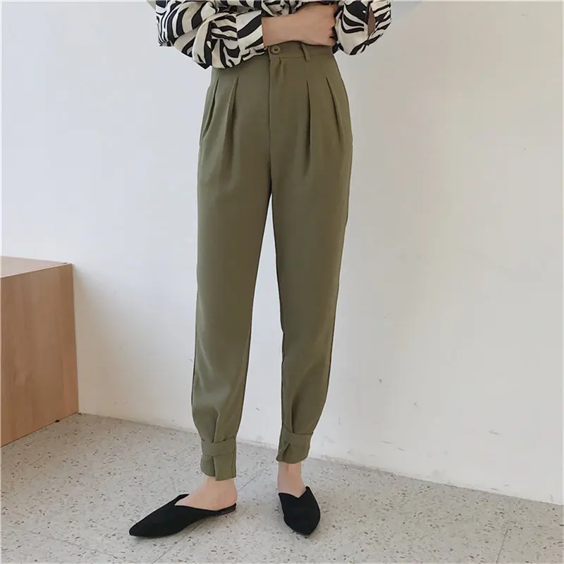 HziriP New Fashion Chic Large Size Trousers 2020 Slender Casual All Match High Waist Loose Solid Women Brief Pencil Pants | Женская
