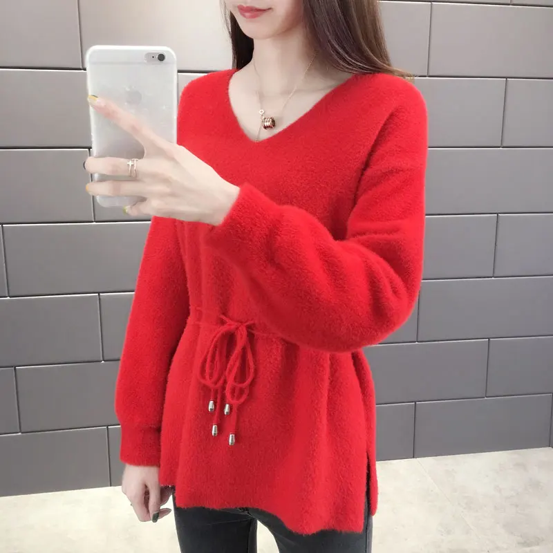 Женский зимний теплый мягкий кашемировый свитер модный толстый вязаный пуловер