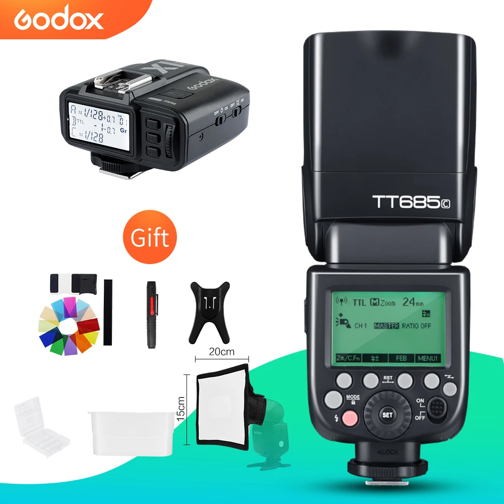 Вспышка Godox TT685C TT685N TT685S TT685F 2 4G HSS TTL GN60 с триггером X1T для Canon Nikon Sony Fuji | Электроника