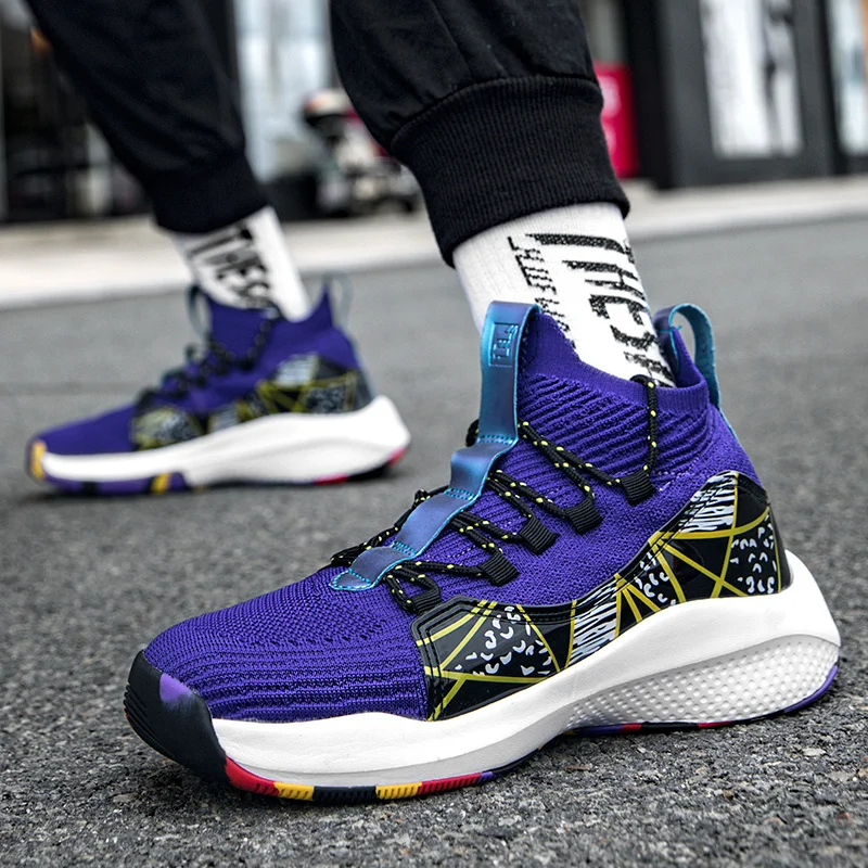 Fashion Breathable Kintting Sock Sports Shoes Men Women Chunky High Sneakers Basketball Outdoor Basketball Running Shoes for Men